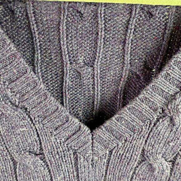 Polo Ralph Lauren Men's XXL Purple 100% Tussah Silk Cable Knit V Neck Sweater - Picture 3 of 7